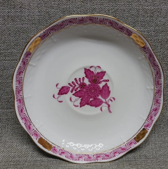 Herend 724 Chinese Bouquet Raspberry Pink Coffee Tea Flat Cup & Saucer Set - Picture 3 of 11